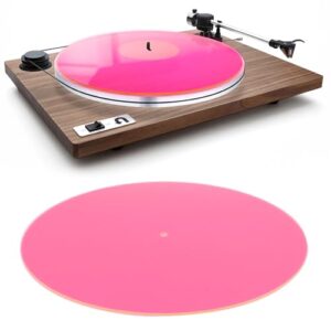 Tapete para toca-discos, acrílico transparente, 30,5 cm para desempenho de baixo ruído, escritório em casa (rosa transparente) (Equipamentos)
