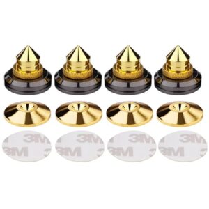 Tenlysound Picos de alto-falante HiFi, suportes de áudio banhados a ouro, pés de isolamento de absorção de choque com altura ajustável para subwoofer CD DVD Player gravador amplificador de áudio (Equipamentos)