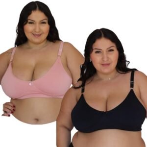 Kit 2 Sutiã Plus Size Basico Sustentação Alça Larga Moneline (VINHO ROSA) (Vinhos)