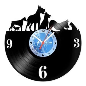 Relógio De Parede Disco Vinil Animais - Cachorros - VAN-009 (Discos de Vinil)
