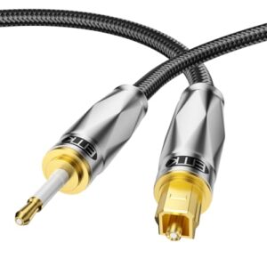EMK Toslink para Mini Toslink Cabo de áudio óptico banhado a ouro 24K Digital S/PDIF cabos de fibra óptica para home theater, barra de som, TVs, amplificadores, sistemas Hi-Fi (3 m) (Equipamentos)