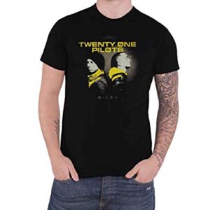 Twenty One Pilots Camiseta masculina de ajuste justo atrás atrás preta, Preto, G (CDs)