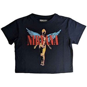 Rock Off Produto oficialmente licenciado Nirvana Crop Top camiseta no logotipo Utero Angelic Band novo tamanho feminino oficial G (CDs)