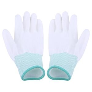 Hyuduo Luvas Antiestáticas, Palma Revestida de PU Antiderrapante e Luvas de Nylon de Dedo para PC, Reparo de Telefone, Montagem Eletrônica, Proteção Segura ESD, Tamanho S (M Verde) (Equipamentos)