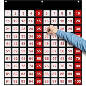 Essex Wares Tabela de 73,7 cm de largura x 69,8 cm de altura com 100 bolsos para sala de aula - Tabela de centenas para sala de aula para educação matemática dinâmica - Tabela de números 1-100 para (CDs)