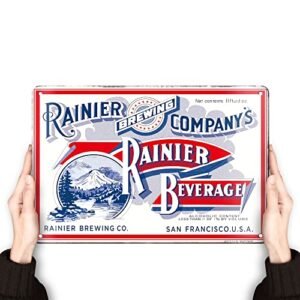 Clolinse Placas de Cerveja Rainier | Decoração de Caverna de Homem | Placas de Lata de Metal Vintage para Bar | Decoração de Garagem Retrô para Casa | Pôster de Parede Coisas Legais Engraçadas para Ca (Cervejas)