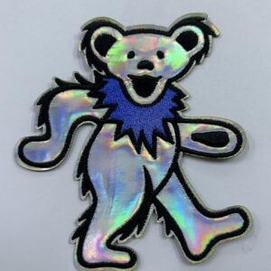 C&D Visionary Grateful Dead aplique iridescente de urso dançante, prata, azul (CDs)