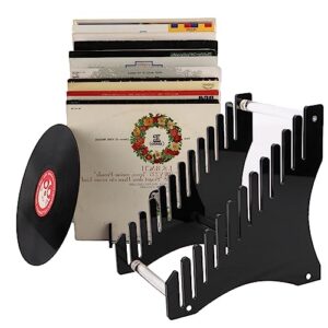WLSANX Suporte de Disco de Vinil, Rack de Armazenamento para 12 Álbuns, Acrílico Preto (Equipamentos)