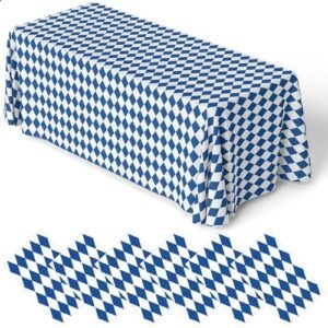 IPOOLTENG Pacote com 6 toalhas de mesa Oktoberfest com azul e branco, 137 cm x 274 cm Oktoberfest Toalhas de mesa para decorações da Octoberfest para festa do festival de cerveja alemão (Cervejas)