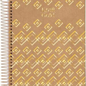 Jandaia - Caderno Espiral Universitário CD 10 Matérias 160 Fls Kraft Gold Quadrados 2026 FSC (CDs)