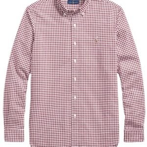 POLO RALPH LAUREN Camisa esportiva masculina clássica Oxford de manga comprida, Rl xadrez vinho/branco, M (Vinhos)
