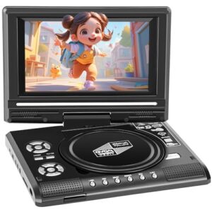 DVD Portatil de 7,8" , Leitor de DVD Portátil com Tela Giratória, Duração da Bateria 4 horas, DVD Player para Jogos, Ouça Música, Assista a Filmes, Jogue Fogos Compatível com CD/Cartão SD/USB (CDs)