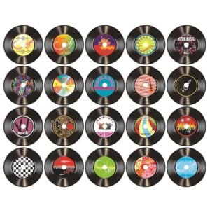 20 adesivos de disco de vinil, adesivos estéticos de disco de CD, decalque de parede de arte criativa para discoteca, aniversário, música, festa temática (Discos de Vinil)