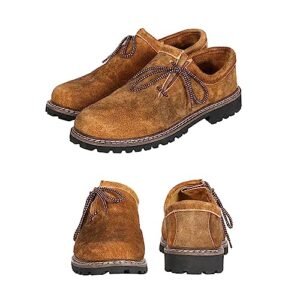 BAVARIA TRACHTEN Botas Lederhosen – Haferl Authentic German Shoe for Oktoberfest Outfit – Couro verdadeiro marrom escuro, Oliva, 38 (Cervejas)