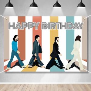 Rock N Roll Faixa de Feliz Aniversário Artista Musical Capa de Álbum de Música Tema Decoração de Fundo para Vocalista, Baterista, Guitarrista, Baixista, Lembranças de Festa de Aniversário, Decorações (CDs)