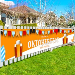 Beer Welcome Banner Welcome to Beer Festival Oktoberfest Branco Azul Bandeira da Baviera Tema do Festival de Cerveja para Homens Mulheres Meninos Meninas Cerveja Cheers Decorações Suprimentos 299 x 50 (Cervejas)