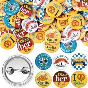 Jexine 300 pinos de botão Oktoberfest a granel 2,5 cm emblemas bávaros Oktoberfest Oktoberfest Decorações de botões mentais para Oktoberfest Bavarian German Beer Festival Party Favors Supplies (Cervejas)