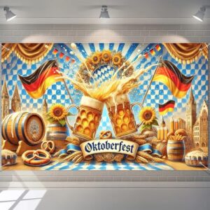 BlissYard Faixa Oktoberfest 180 x 109 cm Faixa de fundo de festa temática de festa de outubro alemão decoração de cenário para decoração Oktoberfest cerveja bávara alemã (Cervejas)