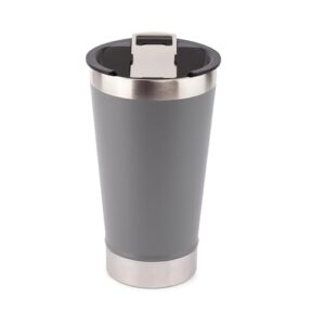 Copo Térmico Aço Inox com Tampa com Abridor 510ml Parede Dupla Isolamento a Vacuo Cerveja Chopp (Cinza) (Cervejas)