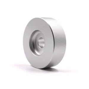 MayRecords Adaptador para Discos de 45 Rpm, Em Alumínio Sólido, com Cúpula para Discos de Vinil de 7 Polegadas (Prateado). (Equipamentos)