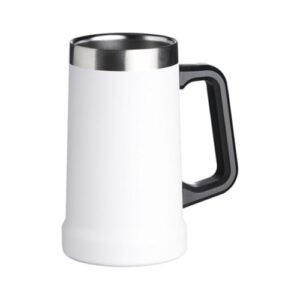 Caneca Térmica 710ml King Inox Cerveja Chopp Copo com Alça Parede Dupla Camada Isolamento Vacuo Premium (Branco) (Cervejas)