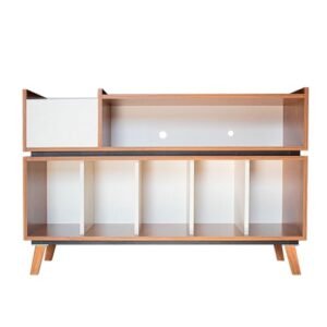 Estante Para Discos de Vinil Toca Discos e Receiver (Louro Freijó/Branco - Sem Portas) (Equipamentos)