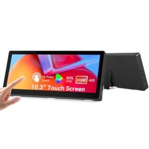 Monitor pequeno de tela sensível ao toque de 10,3 polegadas, 400 cd/m², barra esticada IPS, tela LCD sensível ao toque, mini viagem, 1920 x 720, HDMI USBC, tela sensível ao toque portátil para laptop (CDs)