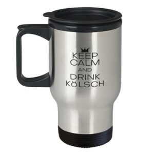 Teegarb Letter Blanket Caneca de viagem de café engraçada Keep Calm & Drink Kolsch (Cervejas)