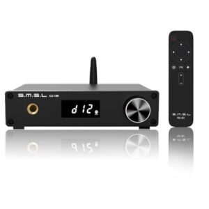 S.M.S.L Mini Dac de Áudio D12 Hi-Fi com Decodificador, Entrada Usb/Coaxial/Óptica, Saída Rca/Amplificador de Fone de Ouvido, Dsd512 32 Bits 768 Khz para Ps5 E Switch, Compatível com Mqa (Preto) (Equipamentos)