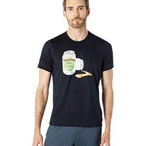 Brooks Manga curta masculina com estampa de distância, Lata de cerveja preta/corrida Hoppy, XX-Large (Cervejas)