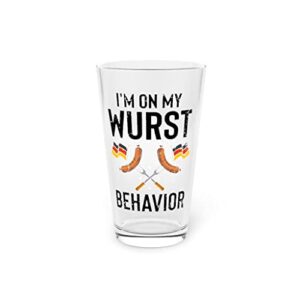 Copo de cerveja 473 ml Humorous I'm My Wurst Behavior German Fair Enthusiast Novelty Germany Season 473 g (Cervejas)