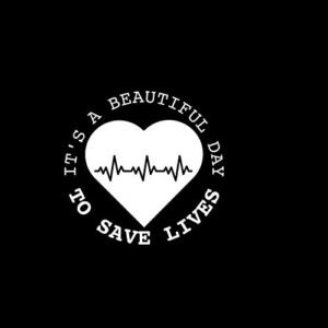 Adesivo de vinil It's A Beautiful Day to Save Lives Heart EKG NOK |Laptop Carros Caminhões Vans Paredes | Branco | 12,7 x 12,7 cm | NOK1216 (Discos de Vinil)