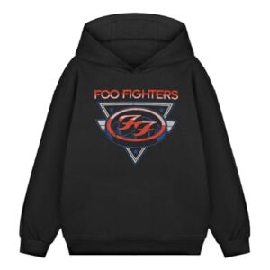 Foo Fighters Lã com capuz infantil | Logotipo clássico da banda preta manga comprida | Tema musical casual, Preto, 7-8 Anos (CDs)