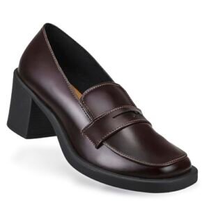 Mocassim Feminino Salto Bloco Médio Estilo Loafer Com Pala Elegante Confortável 21025 (Café, BR, Adulto, Numérico, 37) (Café)