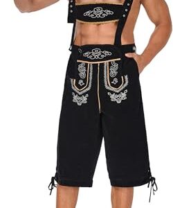 SEAUR Terno masculino alemão Oktoberfest tradicional babador fantasia suspensórios festival cerveja atividades terno G preto (Cervejas)