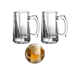 2 Canecas de Chopp Cerveja Vidro Reforçado com Apoio para Dedo 360ml (Cervejas)