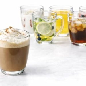 B Unique Conjunto de 6 canecas de café de vidro transparente de 357 g – copos resistentes ao calor e sem chumbo para bebidas quentes e frias – chá, café, café com leite, suco, leite – pode ser lavado (Café)