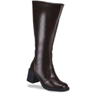 Bota Feminina Cano Alto Salto Bloco Conforto Elegante Montaria 989 (Café, Padrão, BR, Adulto, Numérico, 36) (Café)