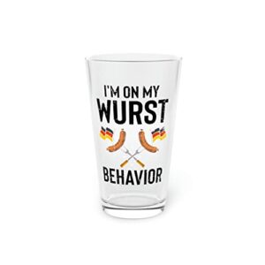 Teegarb Letter Blanket Copo de cerveja 473 ml Humorous I'm My Wurst Behavior German Fair Enthusiast Germany Season Concert Events Drink 473 ml (Cervejas)