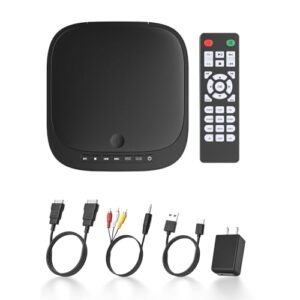 Mini leitor de DVD com HDMI, pequeno leitor de DVD que reproduz todas as regiões e formatos, leitores de DVD CD para TV, suporte de vídeo 1080p, saída AV, entrada de cartão USB/TF, controle remoto (CDs)