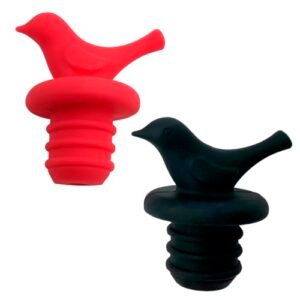 Kit com 2 Tampa Rolha De Silicone Formato Pássaro para Garrafas Vinho Espumante (Misto) (Vinhos)