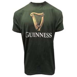 Guinness Camiseta com logotipo Harp - Camiseta clássica verde irlandesa cerveja, verde garrafa, pequena, patchwork verde/palma, L (Cervejas)