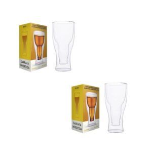 Copo de Cerveja e Chopp Garrafa Invertida 350ml em Vidro Premium – Presente Criativo e Sofisticado (2) (Cervejas)
