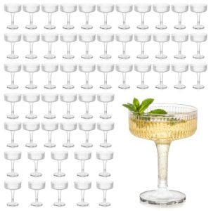 Houmury 56 peças de taças de vinho de plástico de 198 g inquebráveis para casamento, taças de champanhe, taças reutilizáveis de acrílico transparente para festa de aniversário (56) (Vinhos)