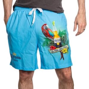 Calhoun Calção de banho masculino Corona Parrot de secagem rápida, Azul marino, G (Cervejas)