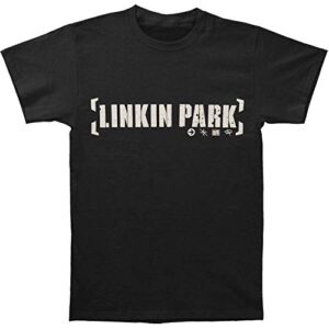 Linkin Park Camiseta masculina com logotipo de suporte slim fit preta, Preto, G (CDs)