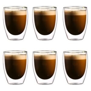 Copo Duo Vidro Premium 350ml Parede Dupla Térmico para Chá Café Suco Capuccino Dolce Gusto Elegante (6) (Café)