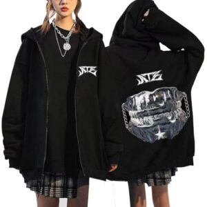 Jaqueta com capuz SKZ New Album ATE Felix Hyunjin Bangchan LeeKnow Minho World Tour Jaqueta com zíper, Preto 05, P (CDs)