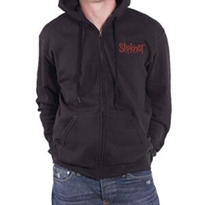 Slipknot Moletom masculino com capuz preto caveira dentada logotipo com zíper oficial, Preto, G (CDs)