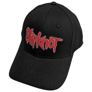 Boné de beisebol com logotipo da banda de texto Slipknot tamanho único preto, Preto, Tamanho �nico (CDs)